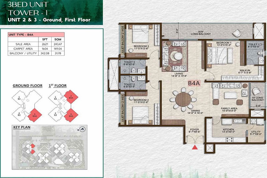 Prestige Southern Star 1 bhk floor plan
