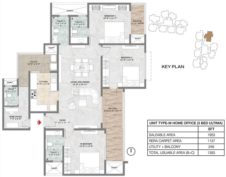 Prestige Suncrest 2 bhk floor plan